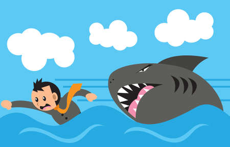 swimming meet sharkのイラスト素材