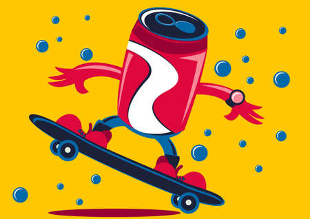 Soda Can Play Skateboardのイラスト素材