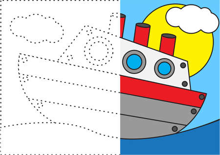 Connecting Dots and Coloring Shipのイラスト素材