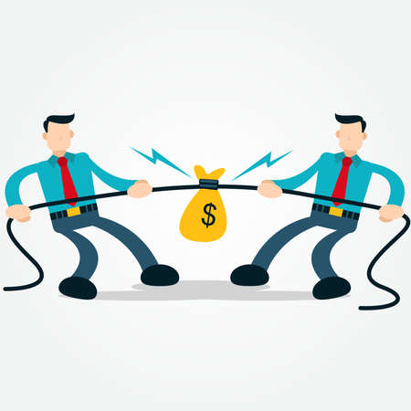 Two Businessman Show Competition Activity with Pulling a Ropeのイラスト素材