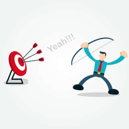 Businessman Shoot a Target using Archeryのイラスト素材