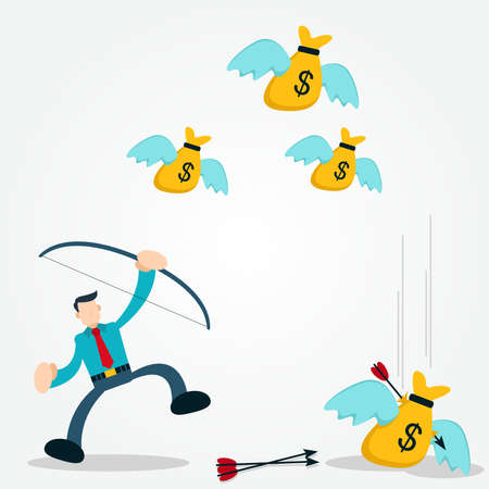 Illustration vector graphic cartoon character of businessman shot flying moneyのイラスト素材