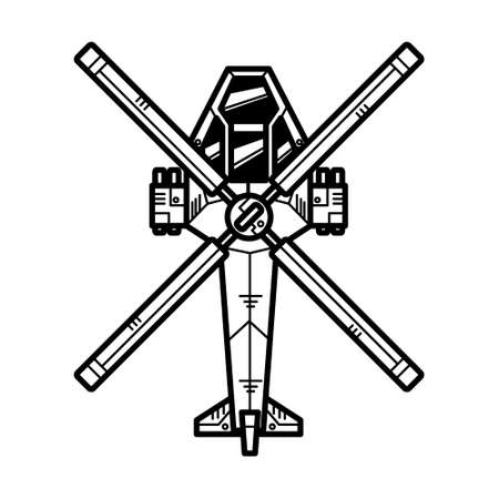Illustration vector graphic of military helicopter for coloring bookのイラスト素材