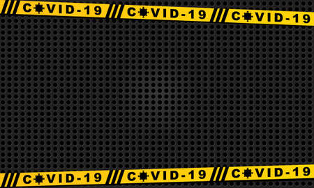 Illustration vector graphic of covid-19 icon on police line. Good to use for warning sign background.のイラスト素材