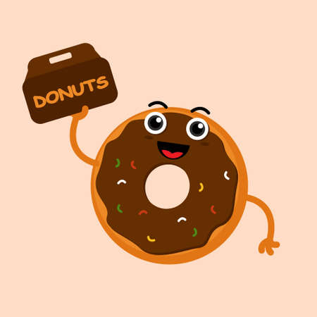 Illustration vector graphic cartoon character of cute donuts bring donuts boxのイラスト素材