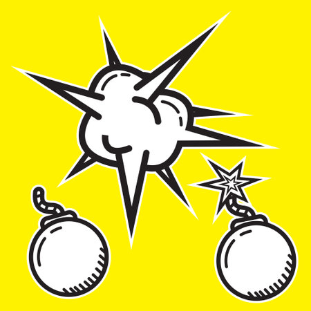 Illustration vector graphic design of doodle bomb explode. Suitable for multipurpose content.のイラスト素材