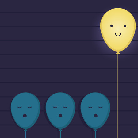 Illustration vector graphic cartoon character of stand out concept with glowing balloons in kawaii style.のイラスト素材