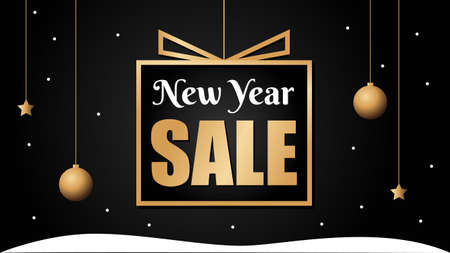 New Year Sale Background with Golden Ornament. Suitable for media promotion at Christmas and New Year.のイラスト素材
