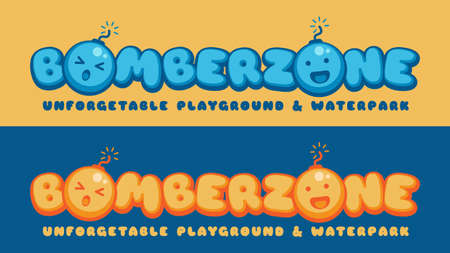 Illustration of cut bomb character on logo design template. Suitable to use on playground, toys store, waterpark and other product or services for children.のイラスト素材