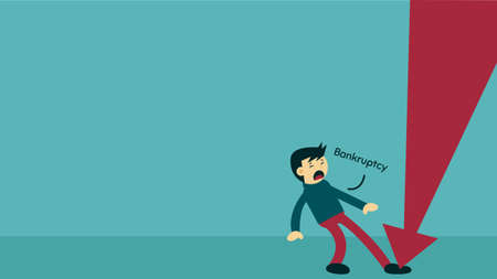 Bankruptcy in Business Illustration. The Bankrupt man was hit by arrow that fell at his feet.のイラスト素材