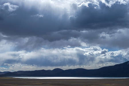 Nature scenery landscape view of a snow mountain in Tibetの写真素材