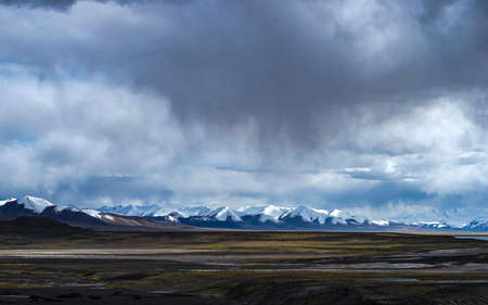 Nature scenery landscape view of a snow mountain in Tibetの写真素材