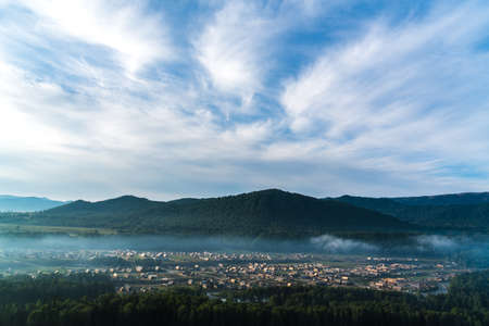 Beautiful village landscape scenery viewの写真素材