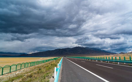 Sayram Lake landscape scenery viewの写真素材