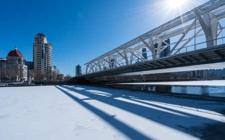 Haihe River Bridge in Winterのeditorial素材
