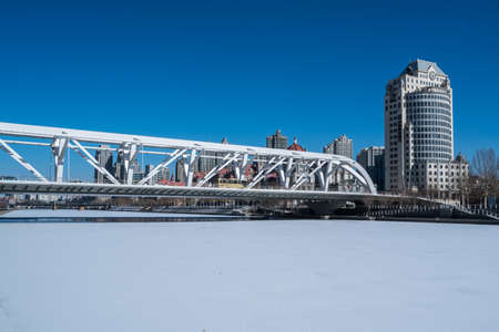 Haihe River Bridge in Winterのeditorial素材