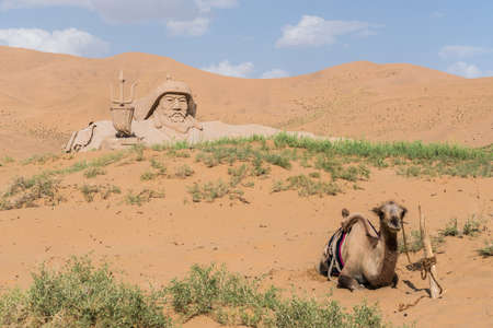 Sand sculpture in Badain Jaran Desert, Chinaのeditorial素材