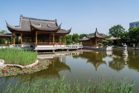 Jiangnan Style Park, Tianjin, Chinaのeditorial素材