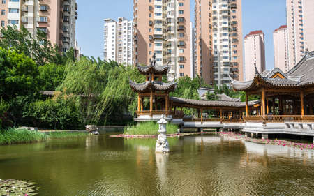 Jiangnan Style Park, Tianjin, Chinaのeditorial素材