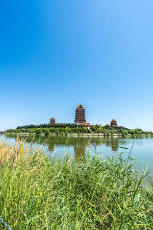 China Yellow River Tower, Qingtongxia, Ningxia, Chinaのeditorial素材