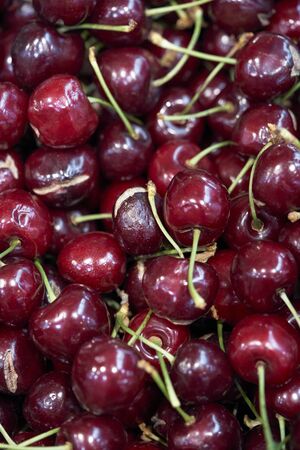 A group of red cherriesの写真素材
