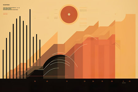 Data graph, retro futuristic visualisation of diagrams and finance graphics, AI generativeの素材