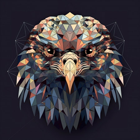 Hawk head, stylized, geometric, on black background, AI Generative T-shirt designの素材
