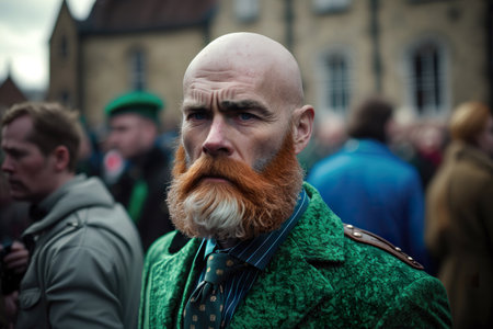 People dressed up in costumes celebrate St. Patricks Day, AI generativeの素材