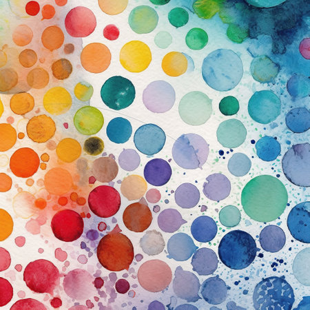Multicolor spots, circular watercolor abstract background, Generative AI design elementの写真素材