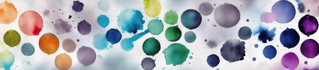 Panoramic banner, dots tie dye, watercolor pattern design on subtle white fabric texture, AI generative panoramaの素材