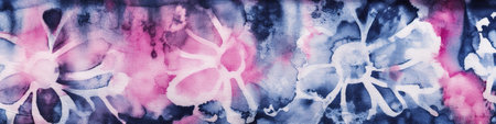 Pink and blue tie dye, AI generative panorama design element, panoramic banner textile with natural...