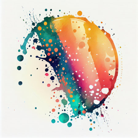 Watercolor spot, circular, crescent, semi-sircular multicolor paint splash, splatter Generative AIの素材