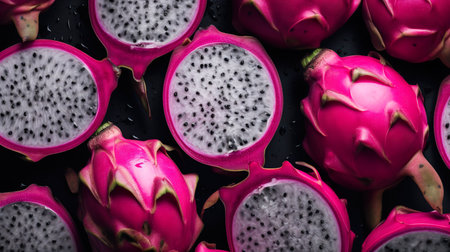 Dragonfruit or pitahaya, pitaya, flat lay or top view, AI generativeの素材
