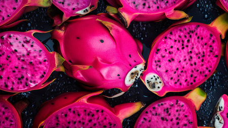 Dragonfruit or pitahaya, pitaya, flat lay or top view, AI generativeの素材