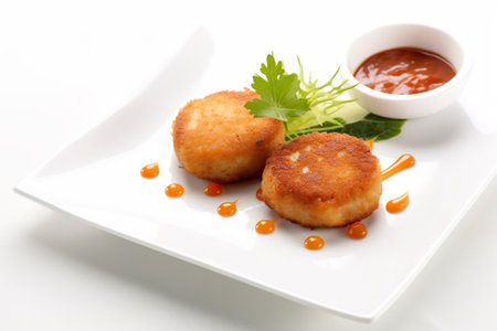 Eomuk, fish cakes served with a sweet and savory sauce, AI generative starter.の素材