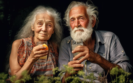 A man and a woman sitting next to each other. Generative AI.の素材