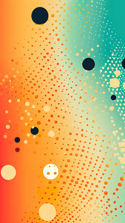 A colorful background with circles and dots. Generative AI.の素材