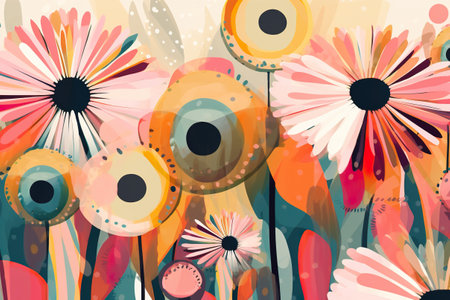 A painting of a field of colorful flowers. Generative AI.の素材