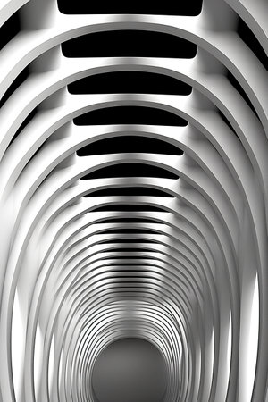 A black and white photo of a tunnel. Generative AI.の素材