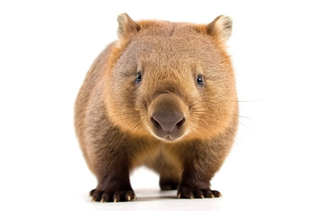 A small brown animal standing on a white surface. Generative AI.の素材