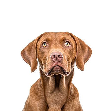 A close up of a dog looking at the camera. Generative AI.の素材