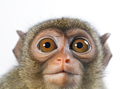A close up of a monkey with big eyes. Generative AI.の素材
