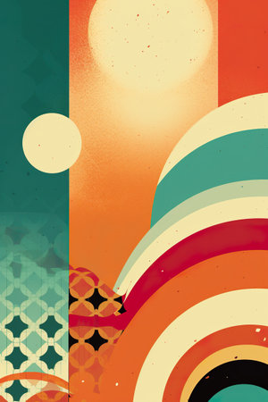 A series of posters with different designs on them. Generative AI.の素材