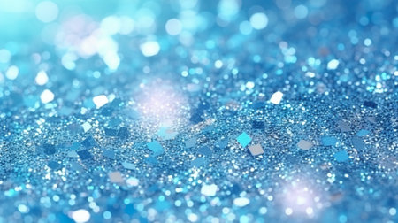 A close up of a blue glitter background. Generative AI.の素材