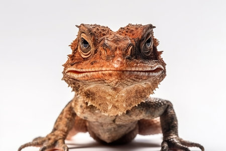 A close up of a lizard on a white background. Generative AI.の素材