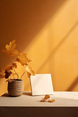 A vase with a plant in it sitting on a table. Generative AI.の素材