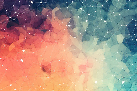 A colorful abstract background with triangles and dots. Generative AI.の素材