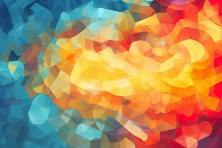 A multicolored abstract background with a variety of shapes. Generative AI.の素材