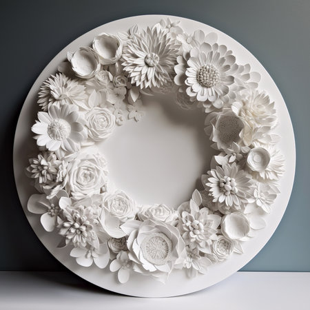 In loving memory of those who are forever in our hearts, white wreat with paper flowers on black background, generative AI designの素材