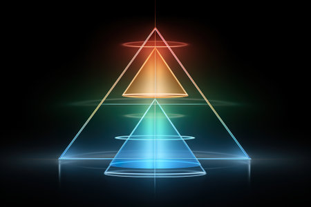 A triangle with a light coming out of it. Generative AI.の素材